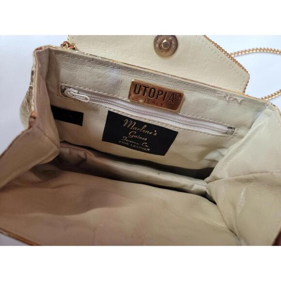 Marlene's Gaines UTOPIA ITALY Genuine Leather Shoulder Gold Purse EUC! - Picture 5 of 8